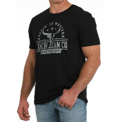 Cinch Men's Short Sleeve Tee Shirt- Black