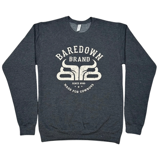 Baredown Unisex Long Sleeve Backbone Crewneck Sweatshirt- Dark Grey