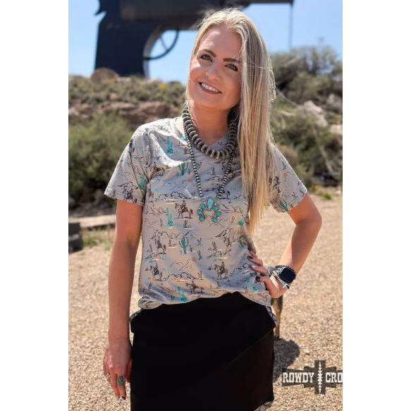 Rowdy Crowd Women's Short Sleeve Blooming Desert Tee Shirt