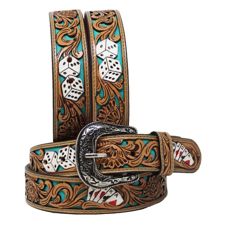 Western Men's 1 1/2" Gambling Tooled Belt
