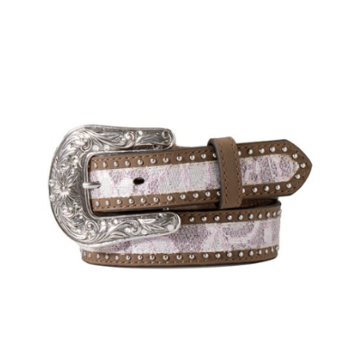 Nocona Girls Belt - Pink Glittery Lace Inlay