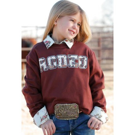 Cruel Girl Girl's Long Sleeve Rodeo Sweatshirt- Burgundy