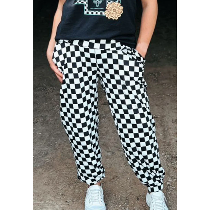 Sterling Kreek Round the Track Joggers- Black/White