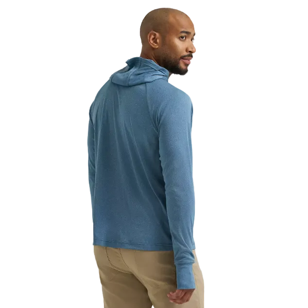 Wrangler Men's All Terrain Gear Long Sleeve Hooded Sun Tee - Blue Opal
