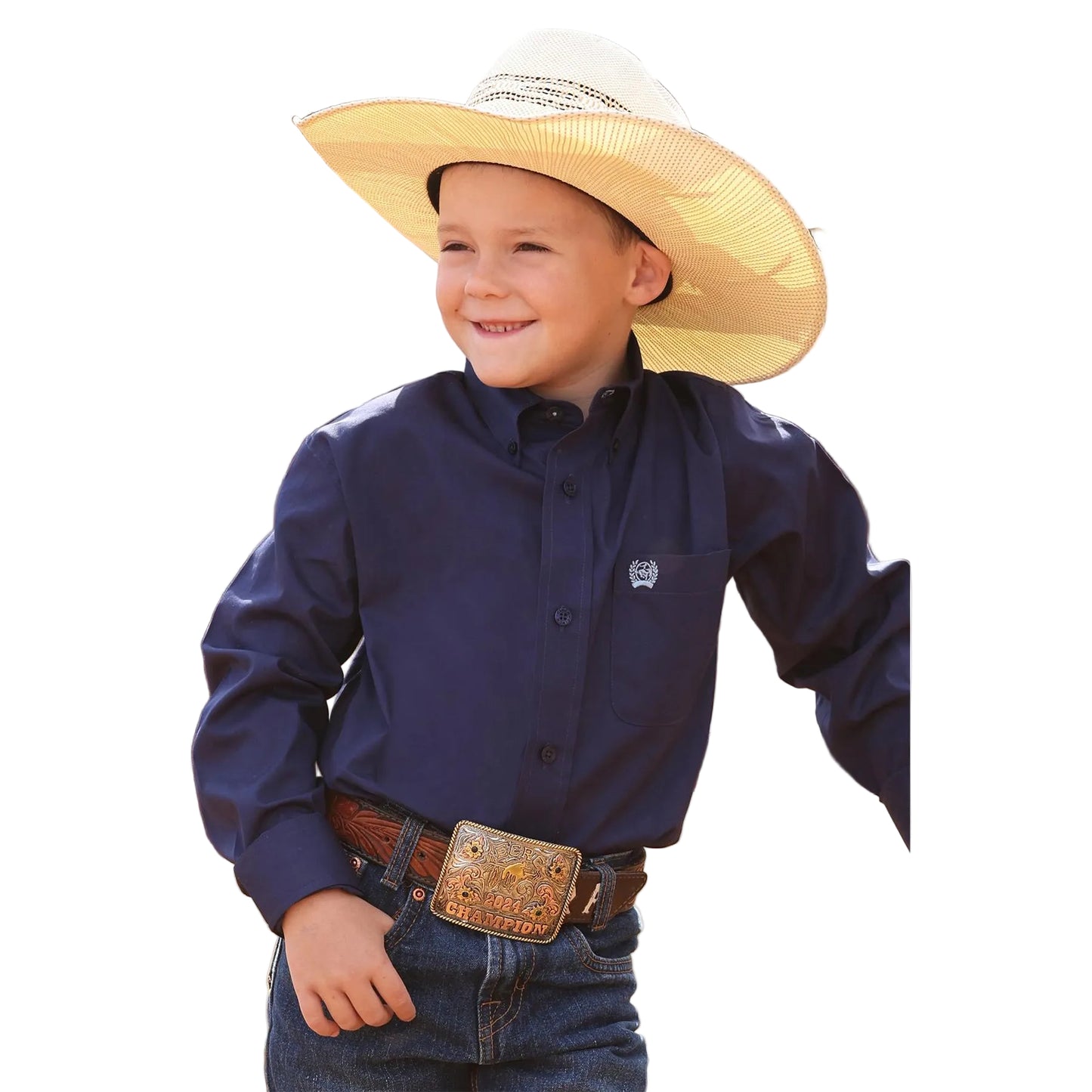Cinch  Boy's Long Sleeve Western Shirt - Royal Blue