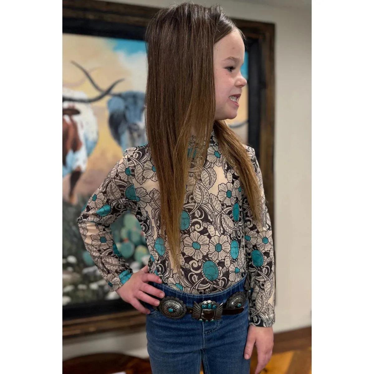 Sterling Kreek Girl's Long Sleeve Tattoos on This Town Mesh Shirt-