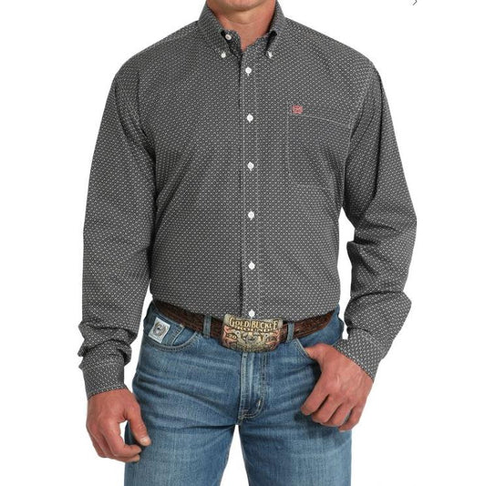 Cinch Men's Long Sleeve Print Shirt-Grey