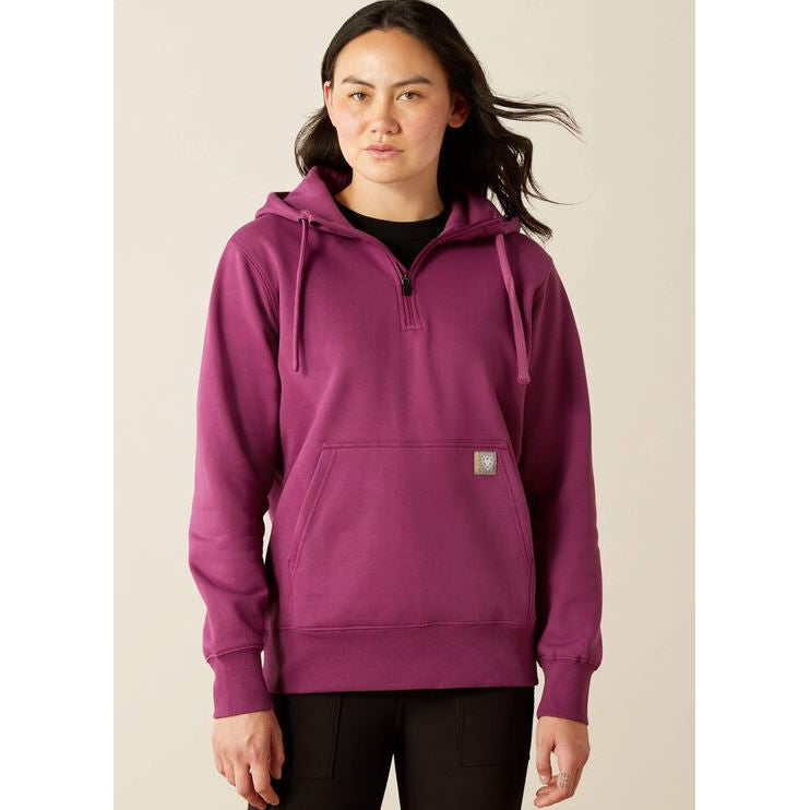 Ariat Women's Rebar Skill Set 1/2 zip Hoodie- Grape Kiss