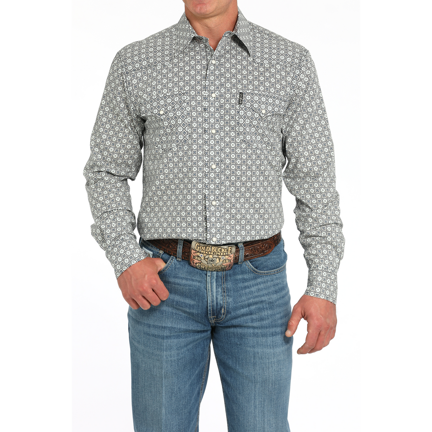 Cinch Men's Long  Sleeve Print Modern Shirt- Multi