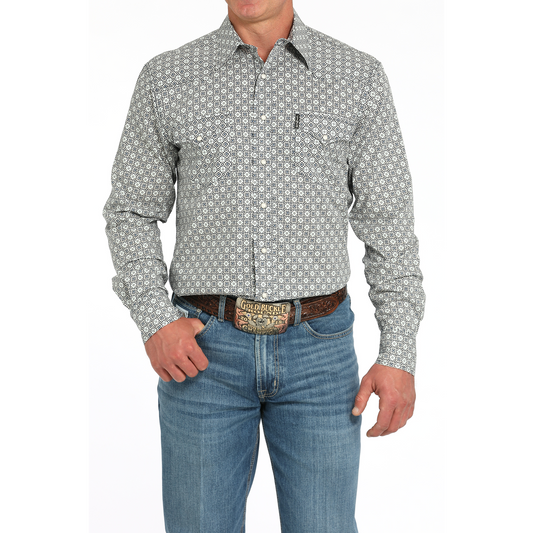 Cinch Men's Long  Sleeve Print Modern Shirt- Multi