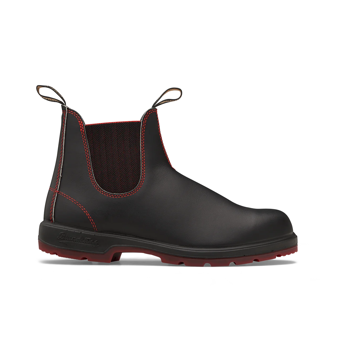 Blundstone Unisex #2342 Classic Boots - Black w/Red Herringhone Elastic & Red Sole