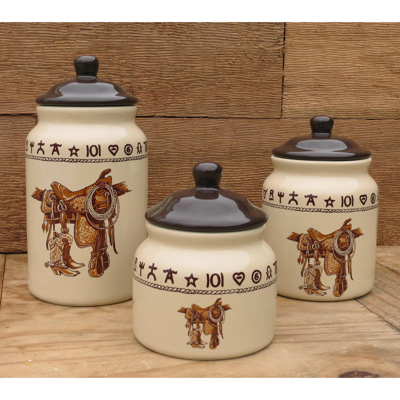 West Creation Boots & Saddle 3 piece Canister Set