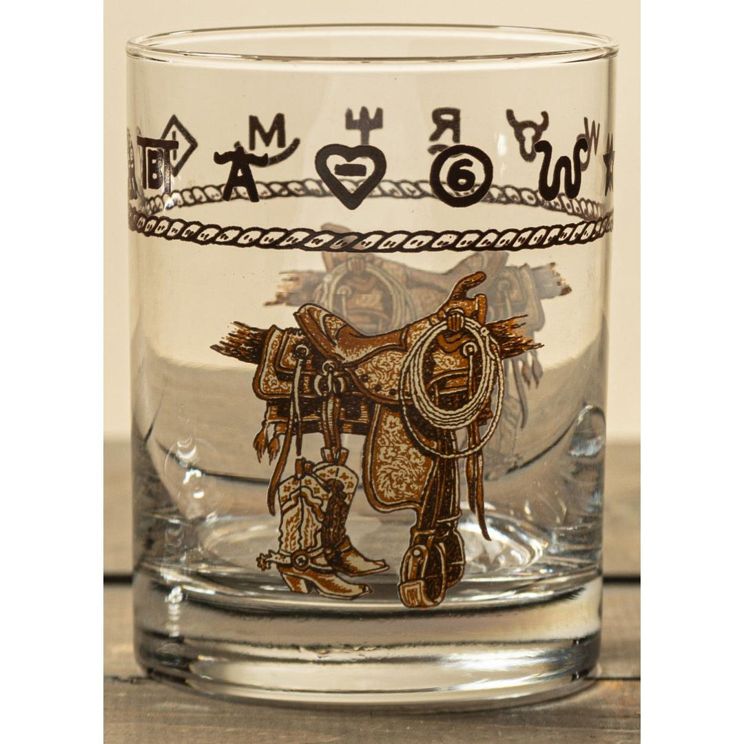 West Creation 14 oz Boots &amp; Saddle Whiskey Glassware- Set of 4