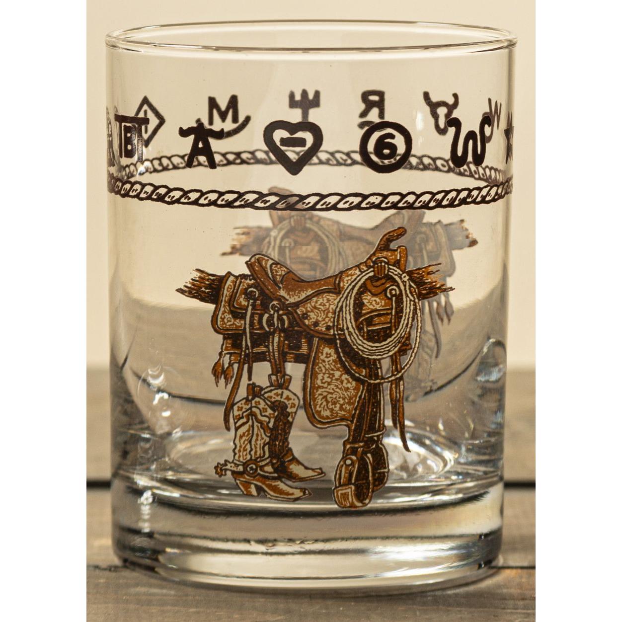 West Creation 14 oz Boots & Saddle Whiskey Glassware- Set of 4