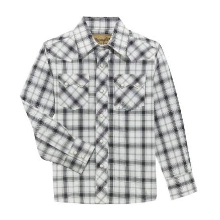 Wrangler Boy's Retro Long Sleeve Shirt- Black/White