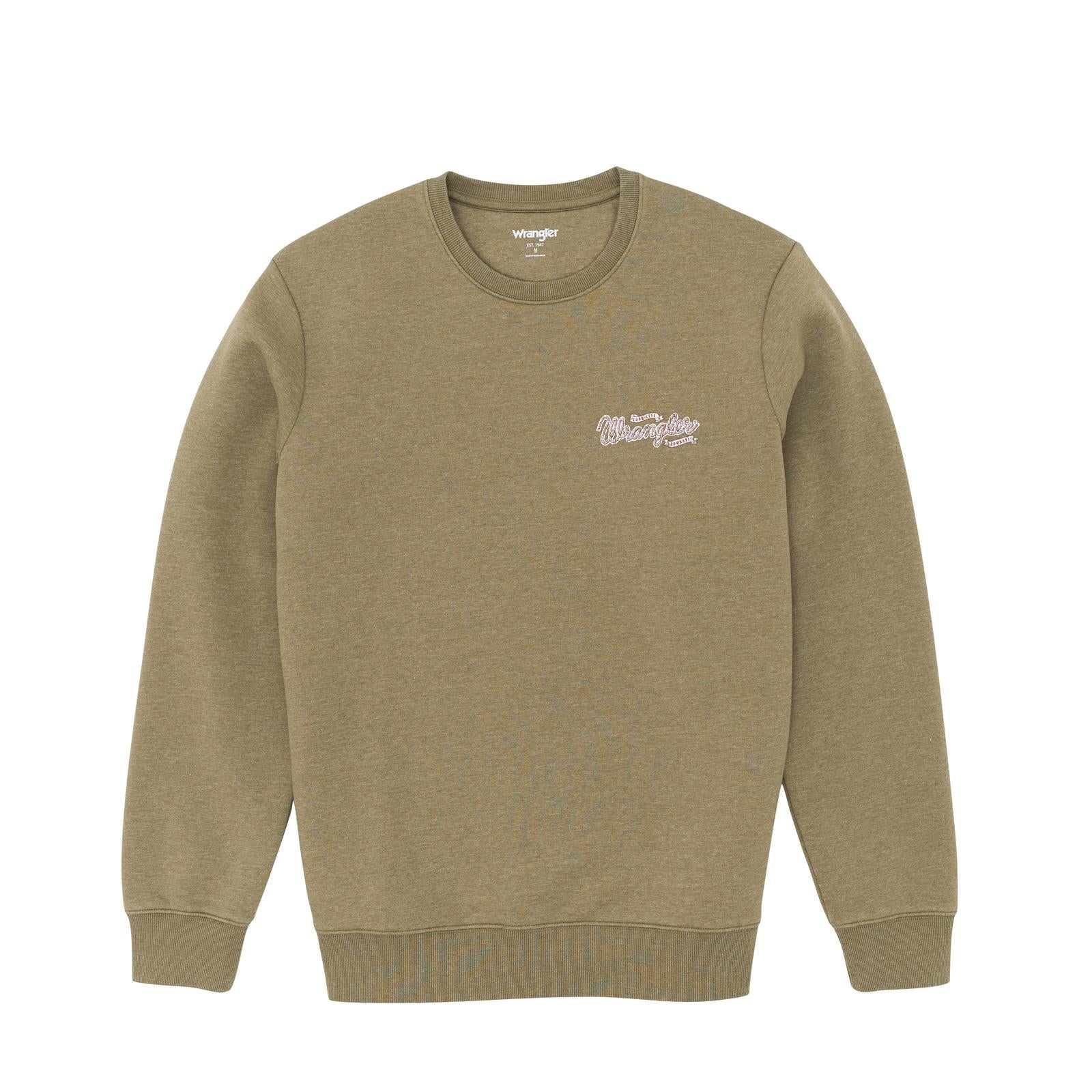 Wrangler Men's Graphic Long Sleeve Regular Fit Sweatshirt- Burnt Olive - Irvine Tack & Western Wear