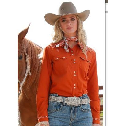 Cinch Women's Long Sleeve Western Shirt- Brown