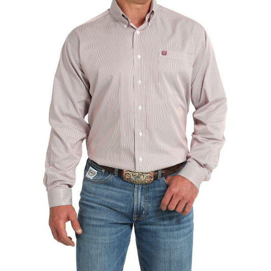 Cinch Men's Long Sleeve Print Shirt-Pink