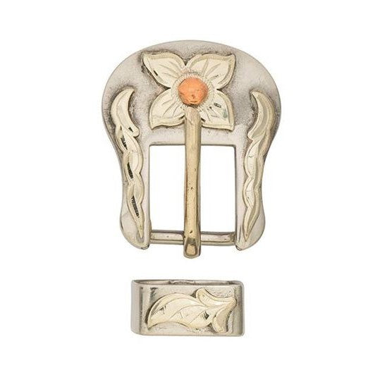 Weaver Leather Floral Buckle and Loop Set- Stainless Steel