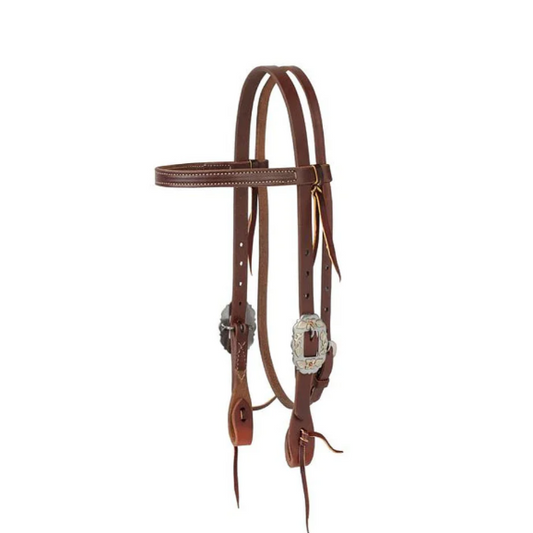 Weaver Working Tack Browband Headstall with Floral Cart Buckles - Irvine Tack & Western Wear