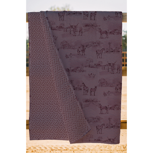 Ida Mae Donkey Toile Purple Linen Quilt-