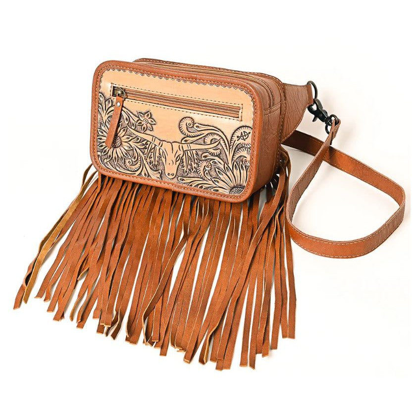 American Darling Hand Tooled Genuine Leather Fanny Pack