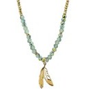 Feather Necklace - Green & Gold