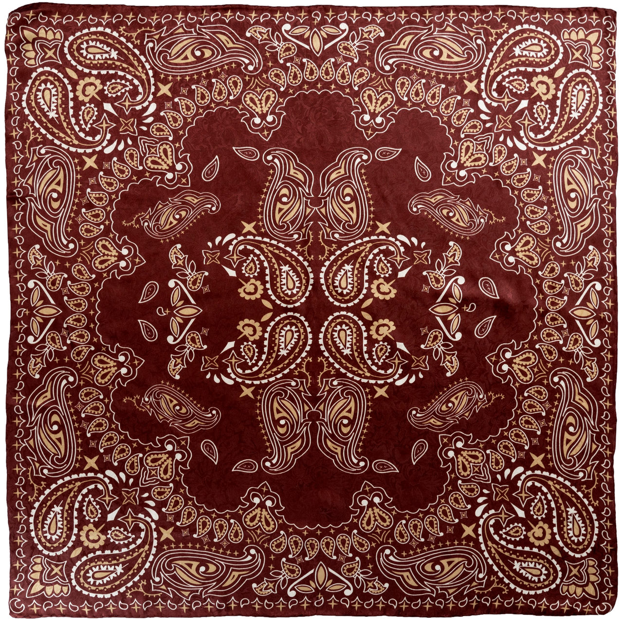 Wyoming Traders Paisley Silk Scarf- Burgundy/White