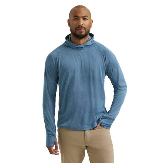 Wrangler Men's All Terrain Gear Long Sleeve Hooded Sun Tee - Blue Opal