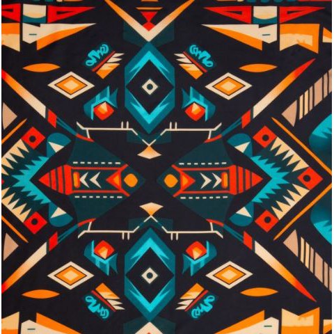 Wyoming Traders Black and Orange Aztec #7 Silk Scarf