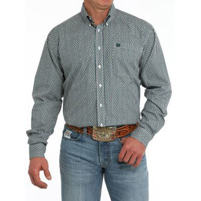 Cinch Men's Long Sleeve Print Shirt-White