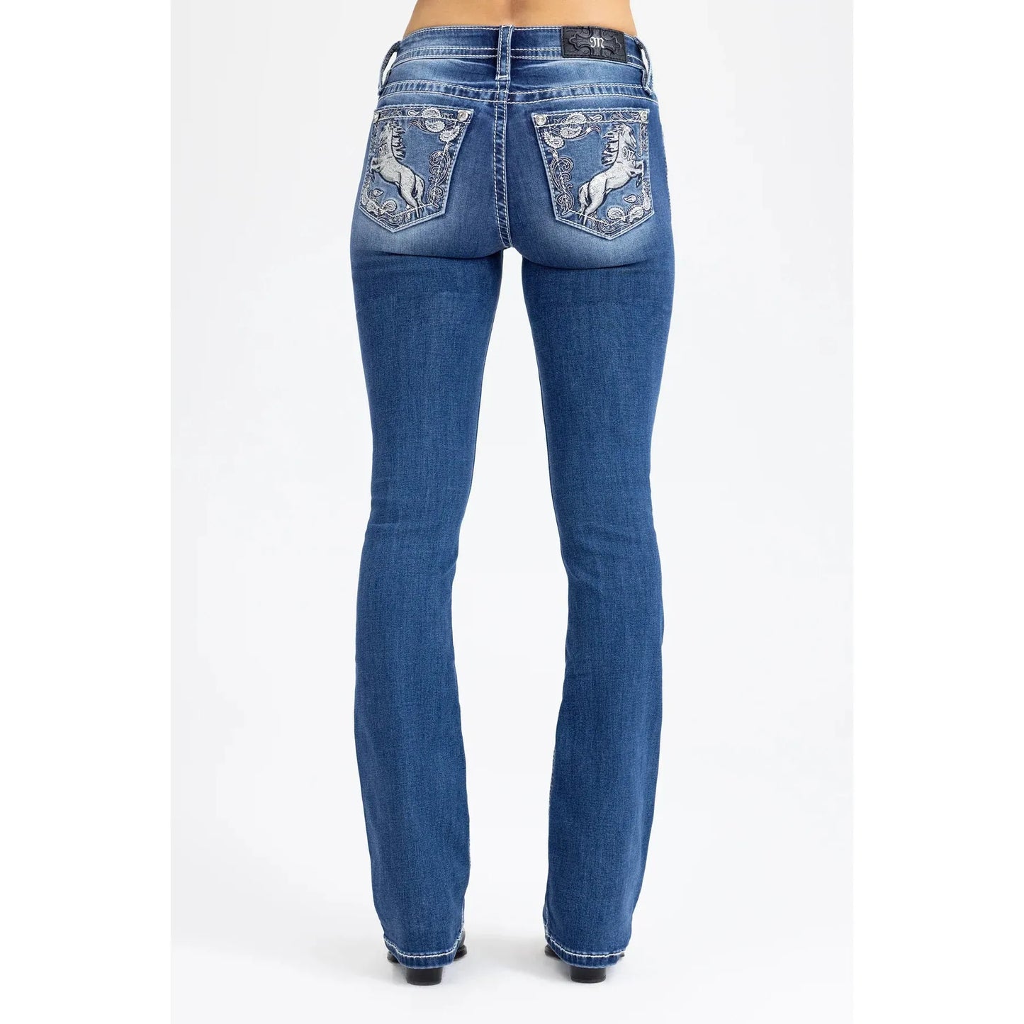 Miss Me Women's Midrise Meadow Boot Cut Jeans- Medium Wash