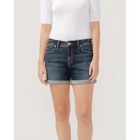 Silver Women's Elyse Mid Rise Luxe Stretch Shorts- Indigo