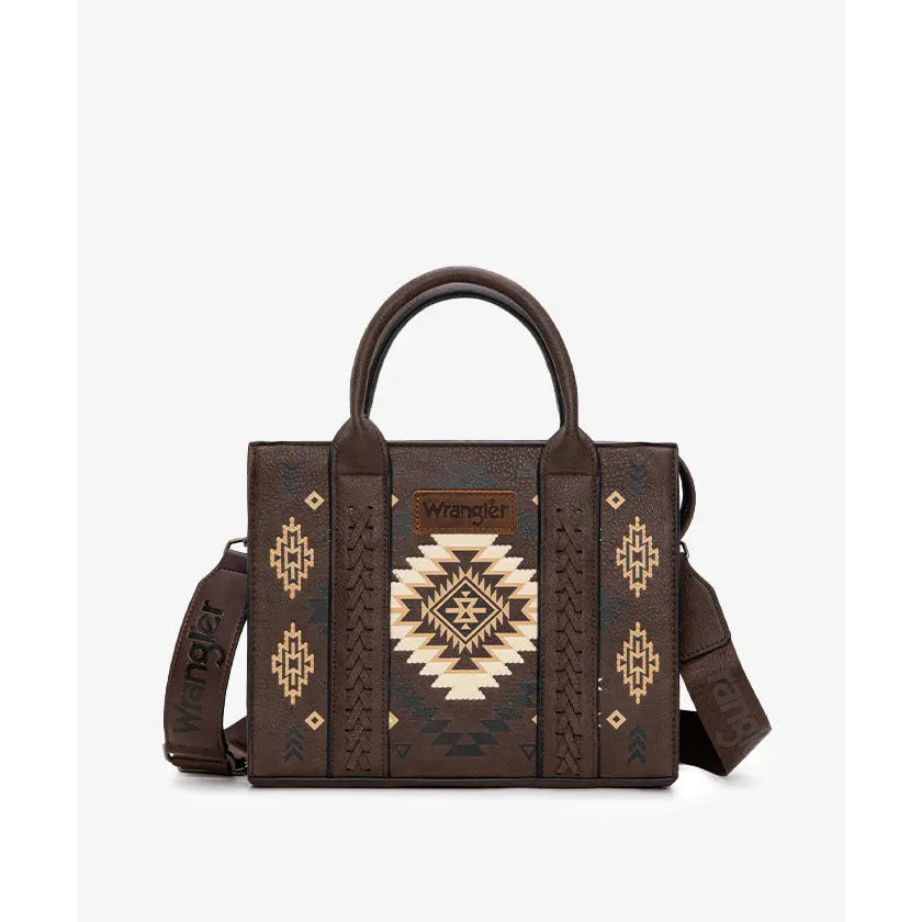Wrangler Aztec Pattern Print Tote Bag- Brown