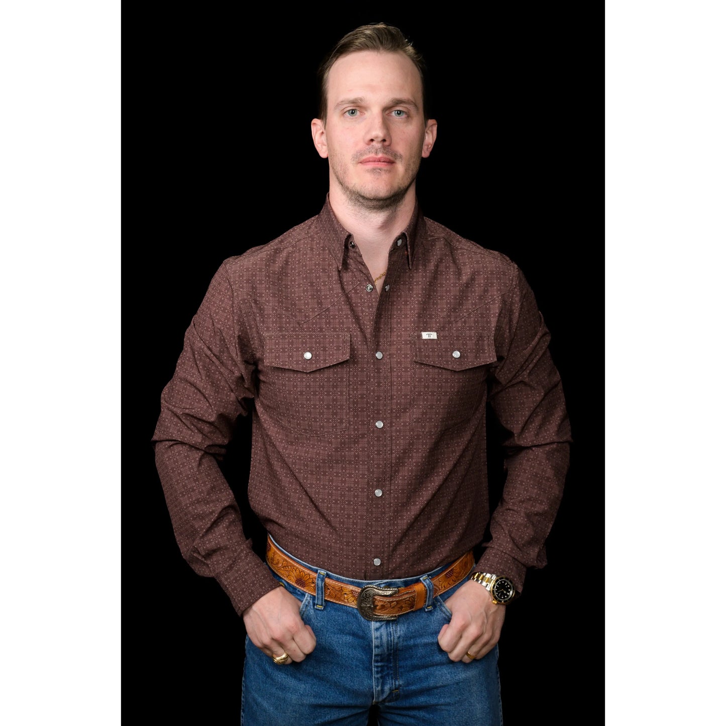 Ferrell Brand Men's The Collin Long Sleeve Snap Shirt- Multiple Colours