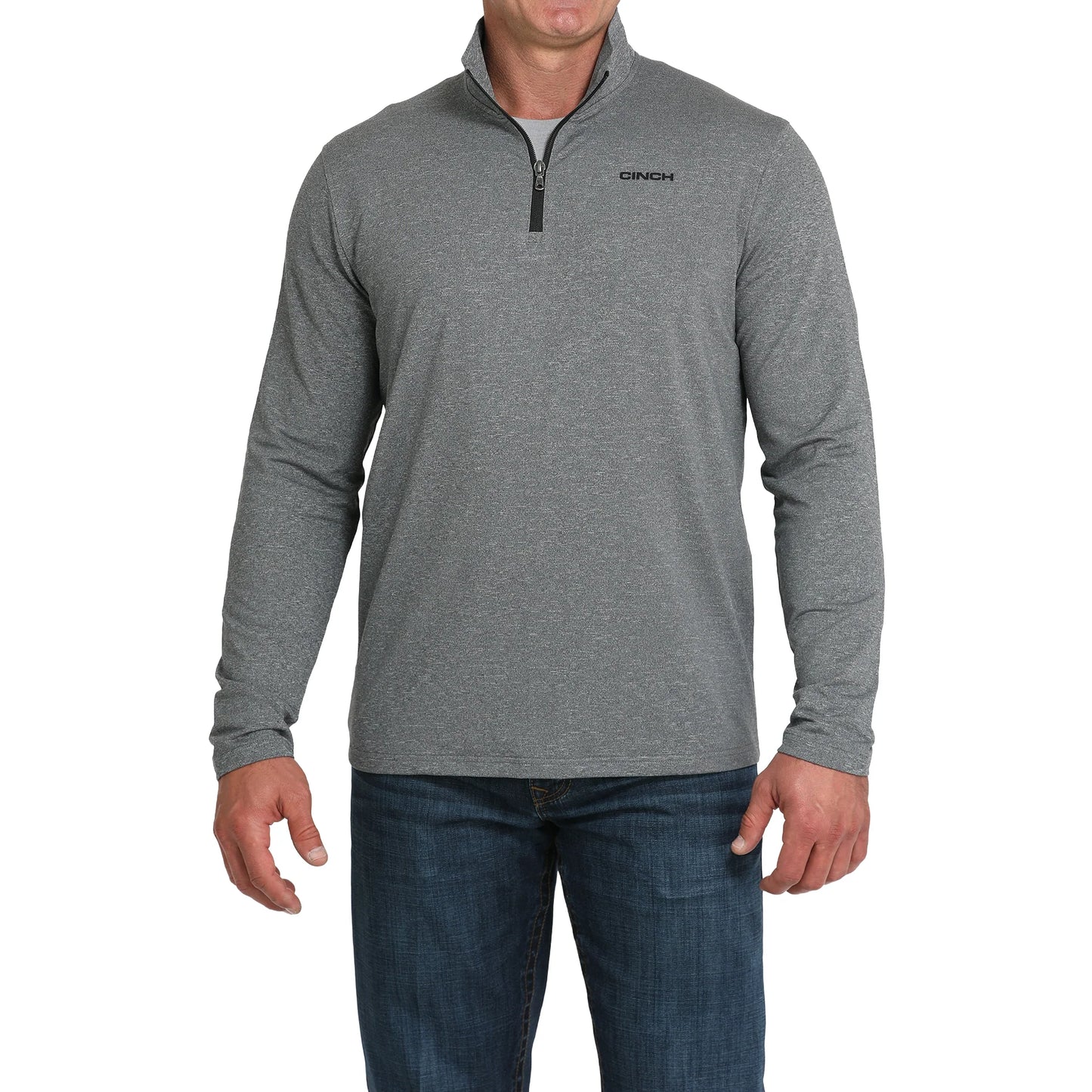 Cinch Mens 1/4 Zip Long Sleeve Sweater -Charcoal