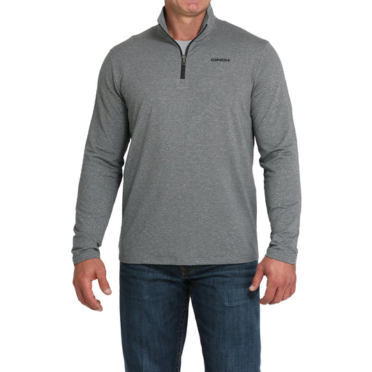 Cinch Mens 1/4 Zip Long Sleeve Sweater -Charcoal