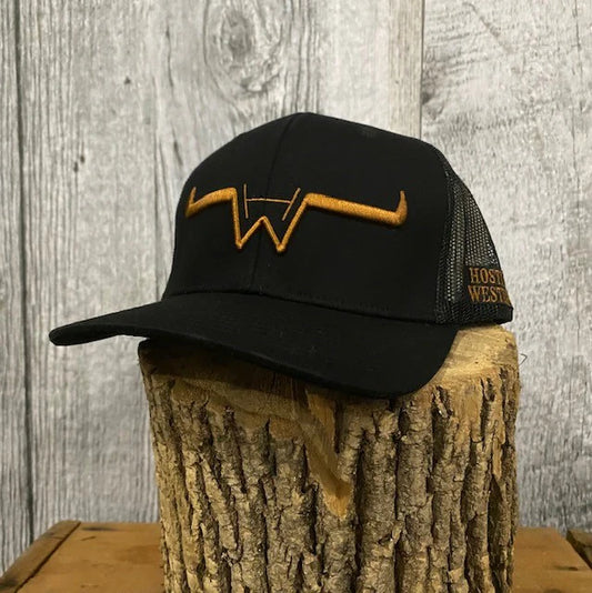 Hostile Western Curved Bill Snapback Cap-Golden/Black