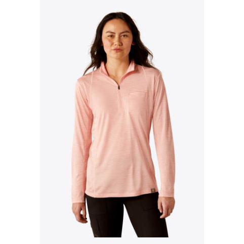 Womens Rebar Evolution 1/2 Zip Tee Shirt- Powder Quartz