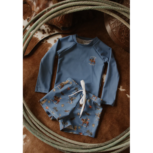 Boots & Bows Costal Cowboy 2 Piece Baby Swimsuit