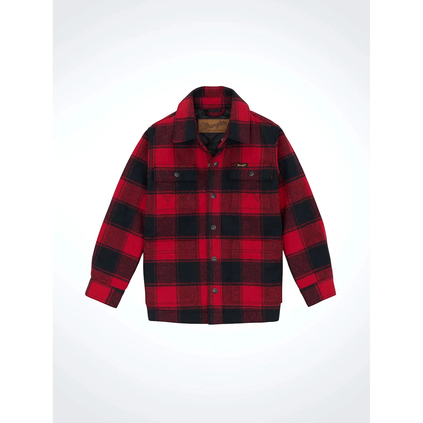 Wrangler Boy's Quilt Lined Long Sleeve Flannel Shirt Jacket- Red Buffalo