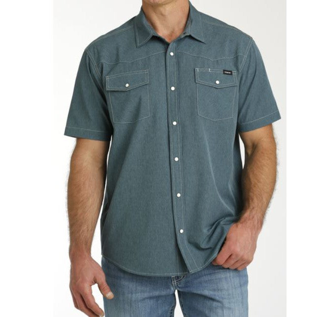 Cinch Men's Short Sleeve Camp Shirt - Blue