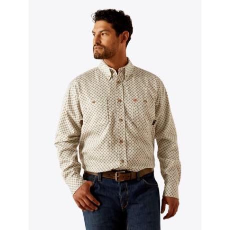 Ariat Mens FR Vented LS Work Shirt - White Onyx