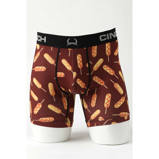 Cinch Mens 6" Corn Dog Boxer Brief- Burgundy