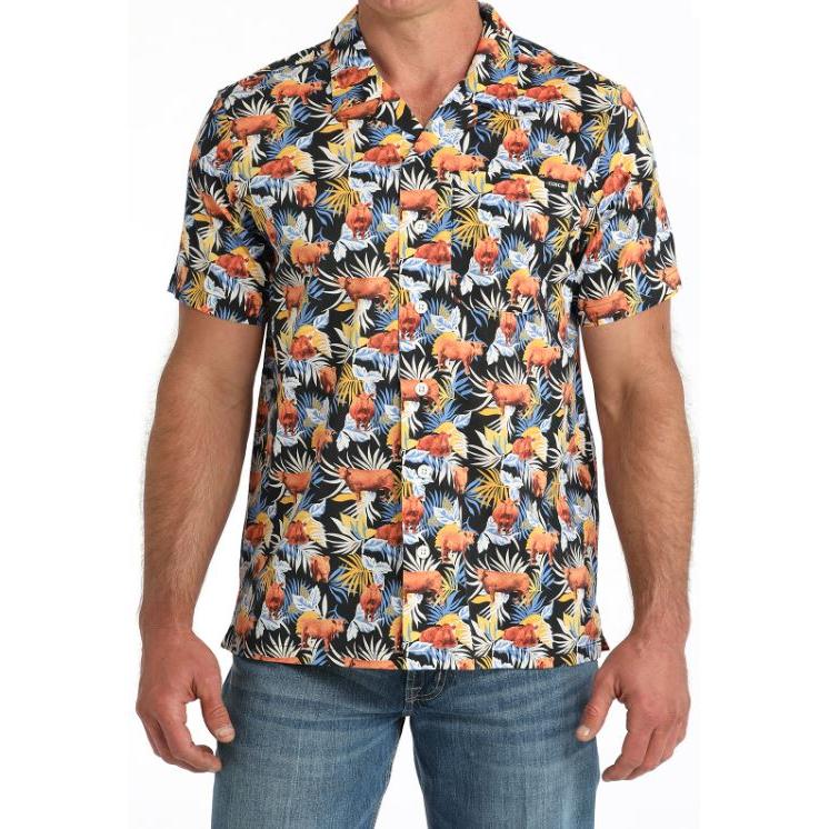 Cinch Men's Short Sleeve Print Shirt-Multi