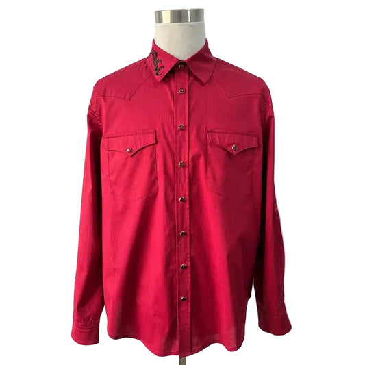 Rough Country Cowboys Men's Long Sleeve Western Shirt- Red