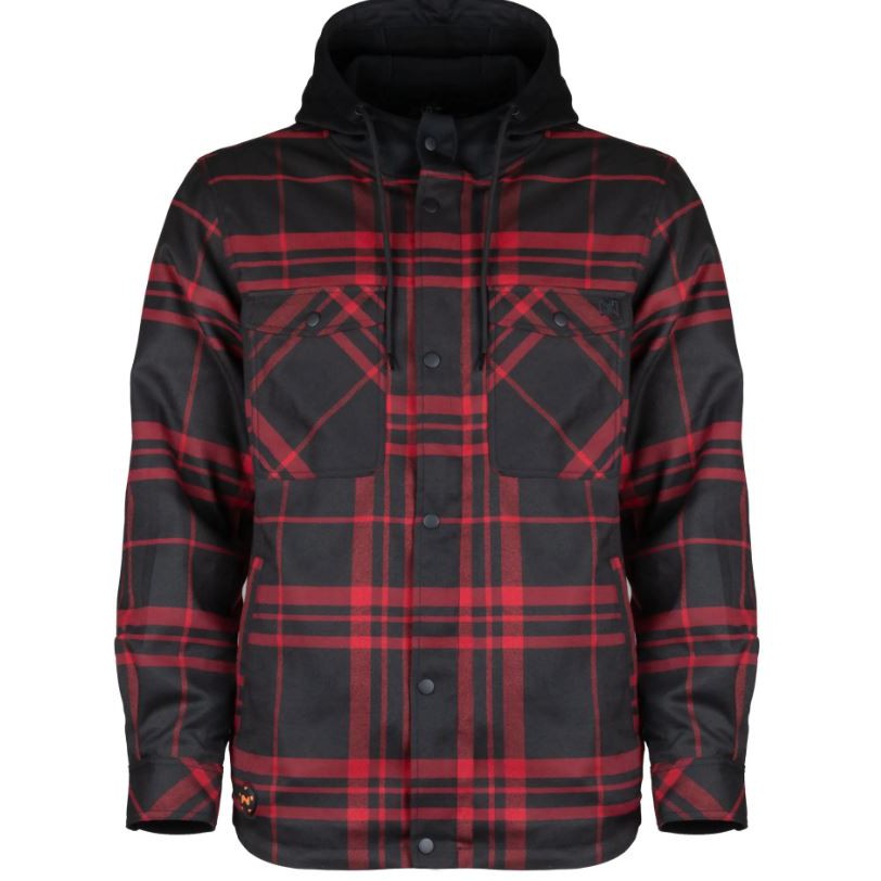 Fieldsheer Men's Heated Flannel Hoodie Jacket - Black/Red