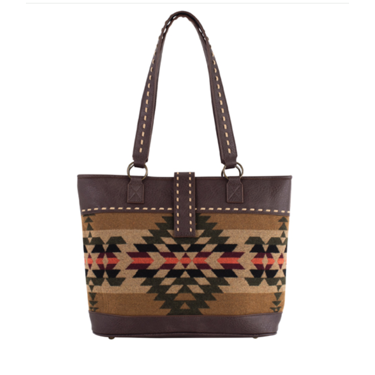 Justin Women's Aztec Tote with Buckstitch- Brown