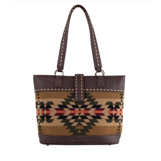 Justin Women's Aztec Tote with Buckstitch- Brown