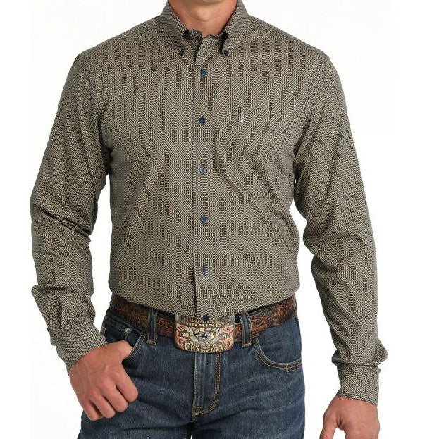 Cinch Men's Long Sleeve Plaid Button Down Western Shirt- Brown